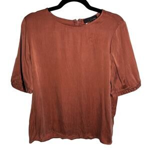NEW Lost April Naked Zebra Rust Orange Blouse Size Medium Animal Print Marsala